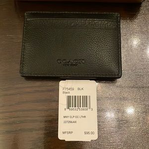 Coach mens money clip wallet - black leather